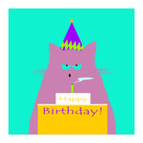 Birthday Lilac Cat  (Print Only) thumbnail