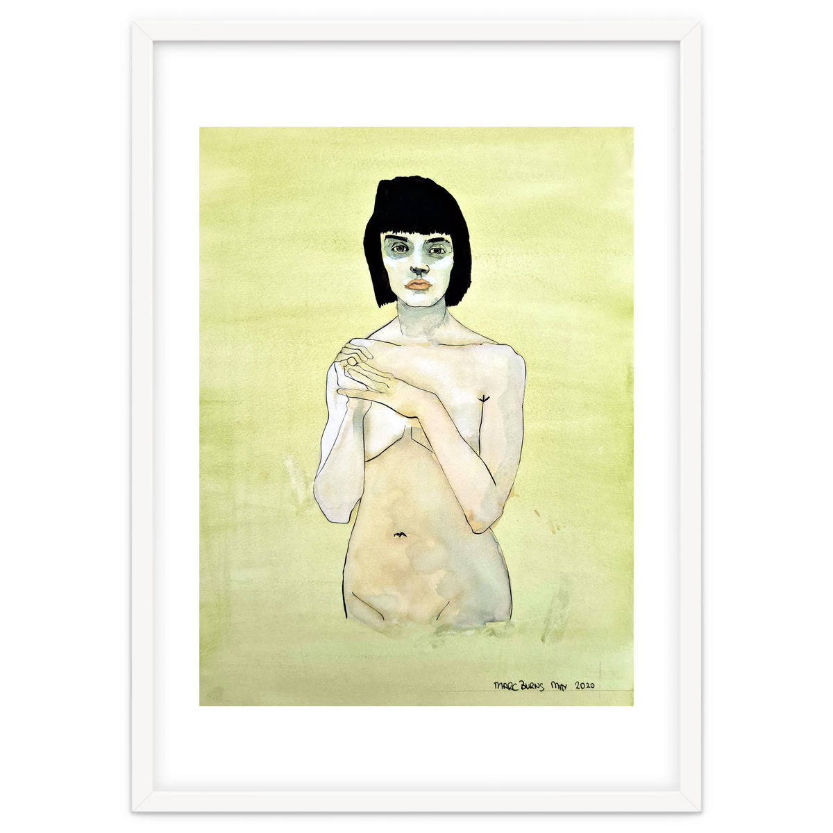 Untitled #75 Nude on a yellow-green ground