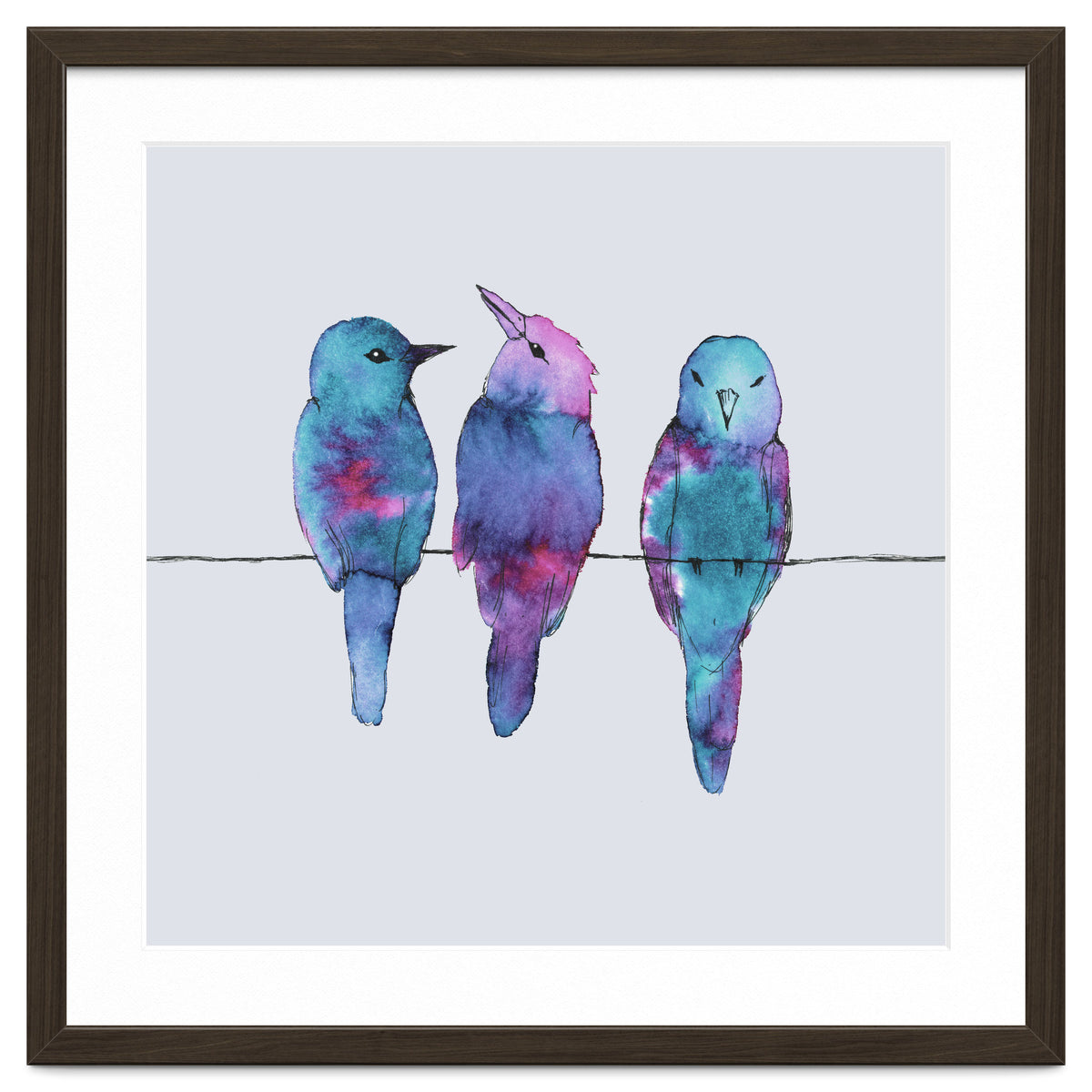 Three birds on a wire