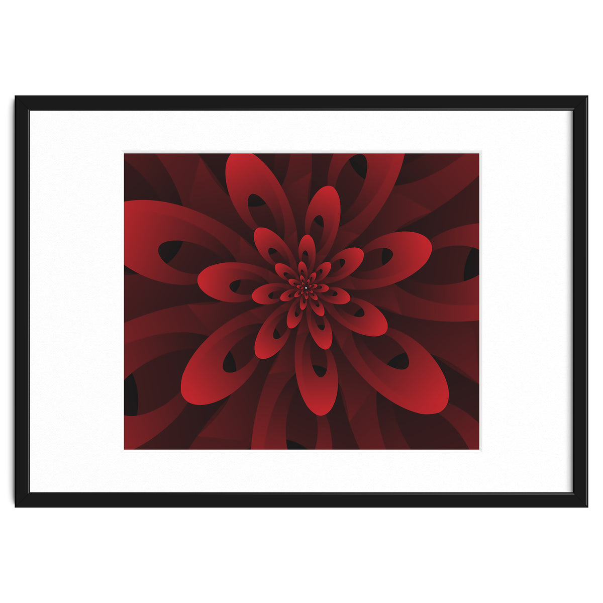Abstract Digital Modern Red Floral 3D ART