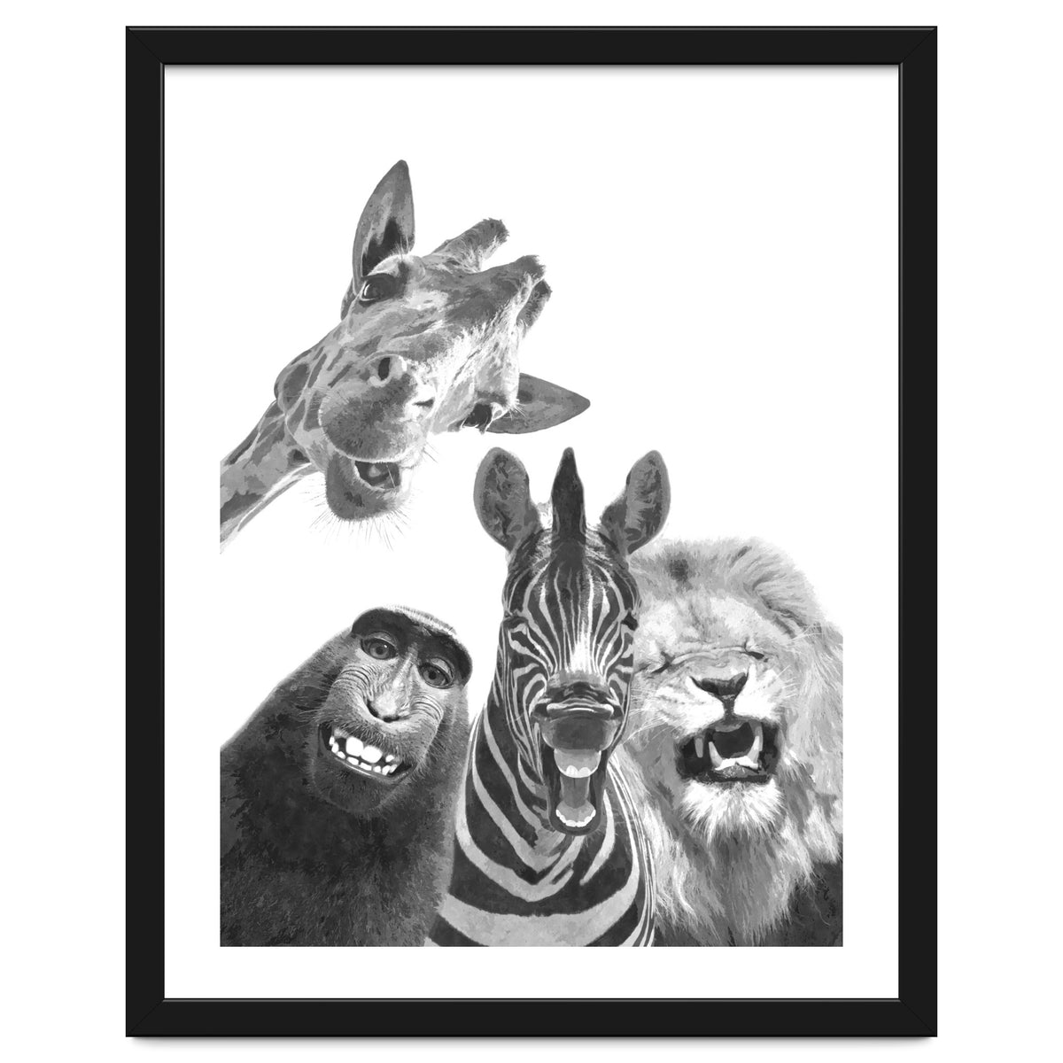 Black and White Jungle Animal Friends