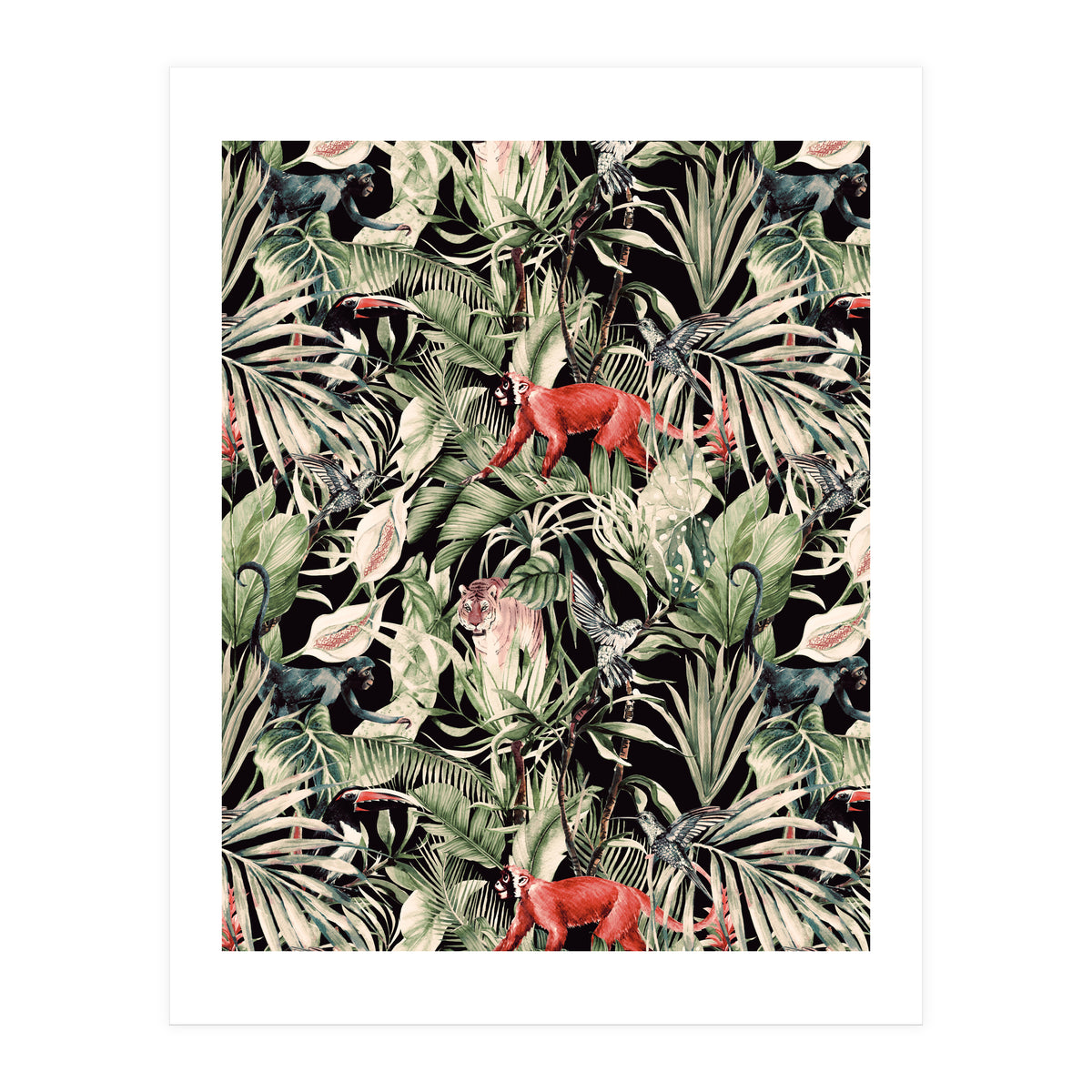 Animals In The Dark Of The Jungle (Print Only)