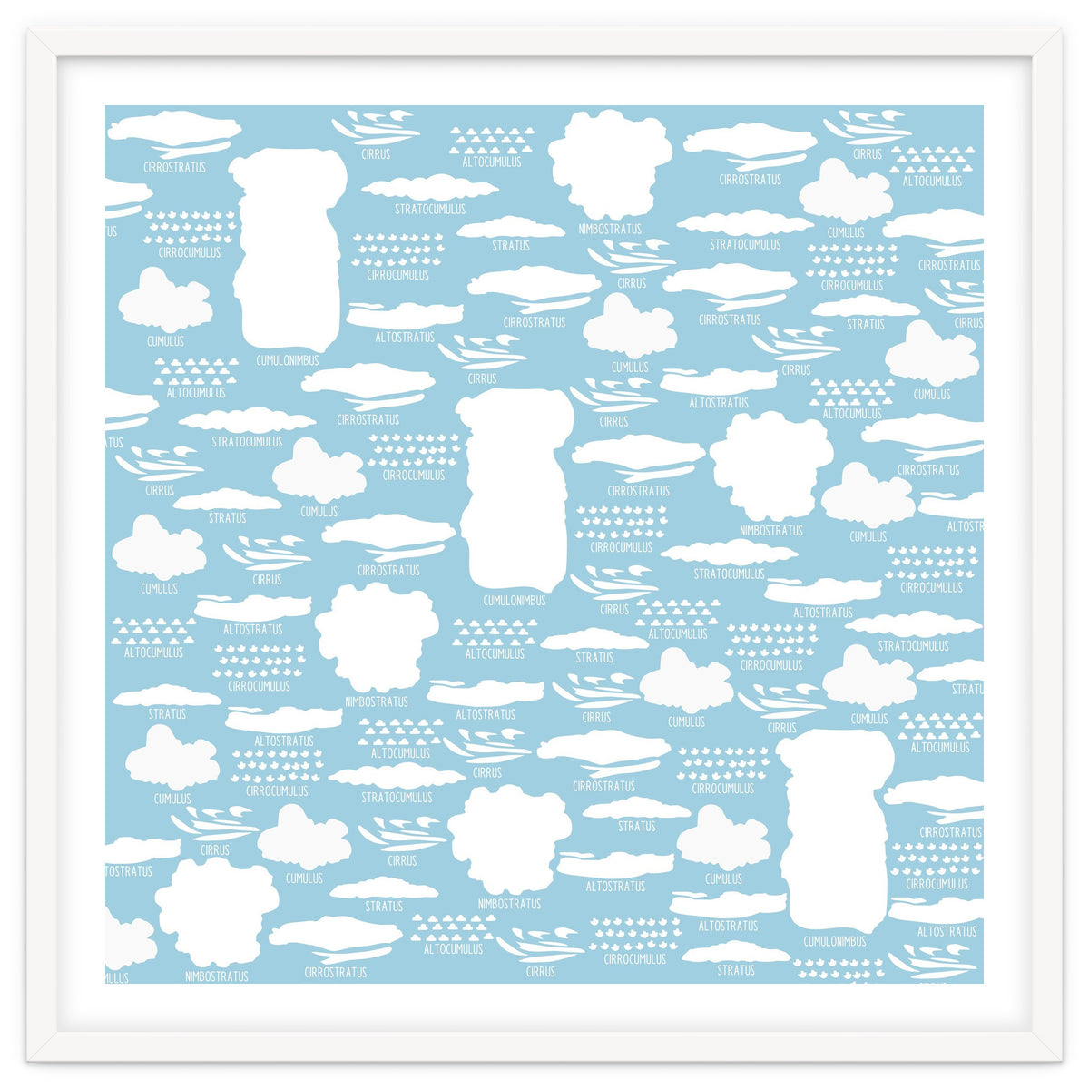 Clouds landscape on blue background