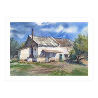 Country house. Watercolor painting art. (Print Only)