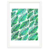 Palm Solace | Tropical Botanical Plants Nature Hand-Painted Watercolor Painting Bohemian Lush Green