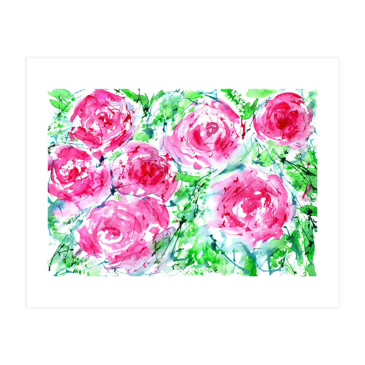Blooming bouquet || watercolor roses (Print Only)