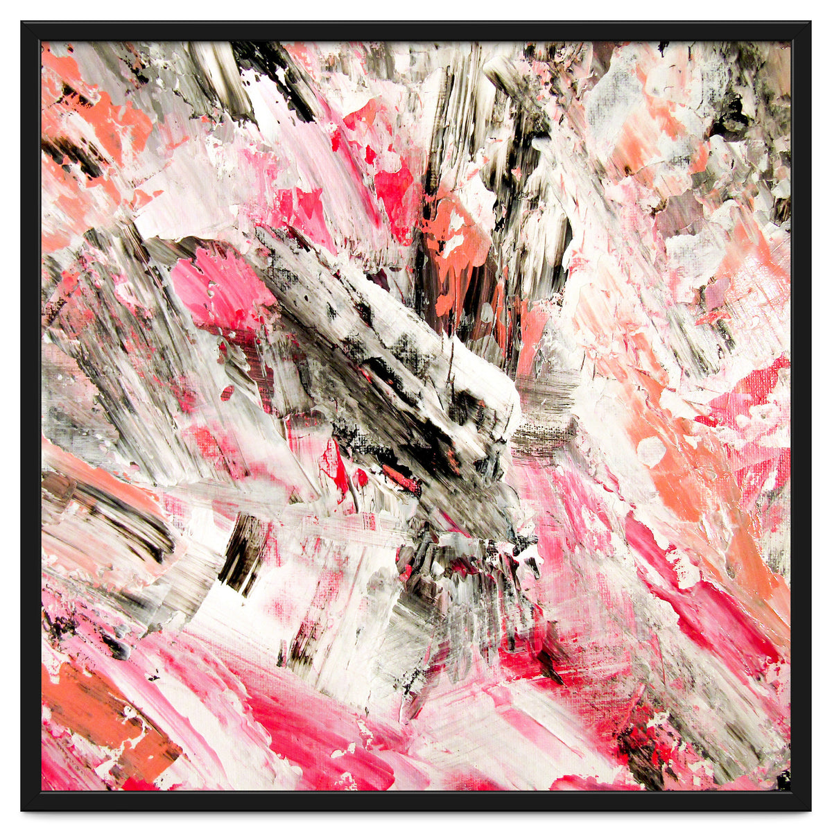 Candy Modern Pink Salmon Black Grey Acrylic Brushstrokes