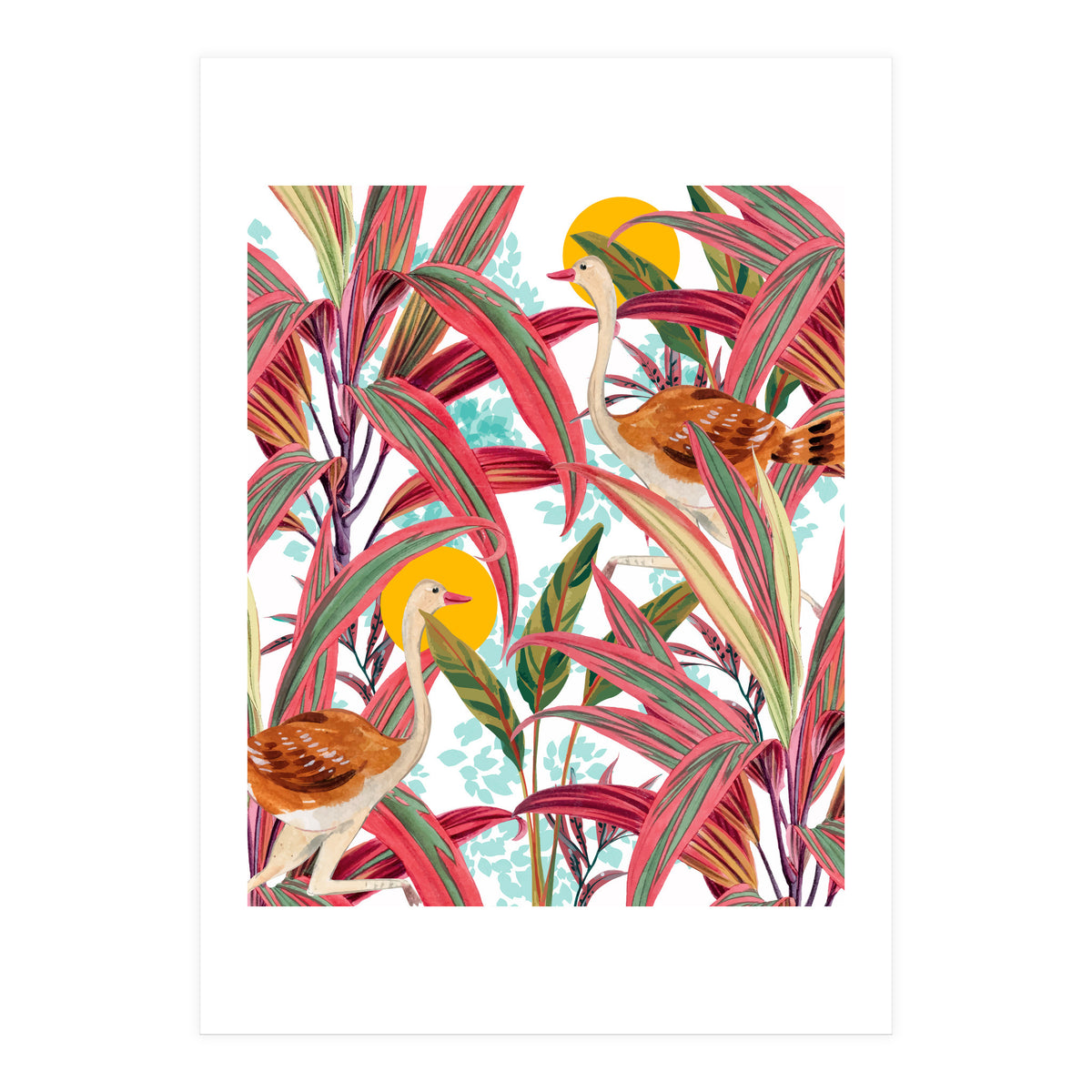 Faith Is The Bird That Feels The Light When The Dawn Is Still Dark, Vintage Botanical Nature Painting Jungle (Print Only)