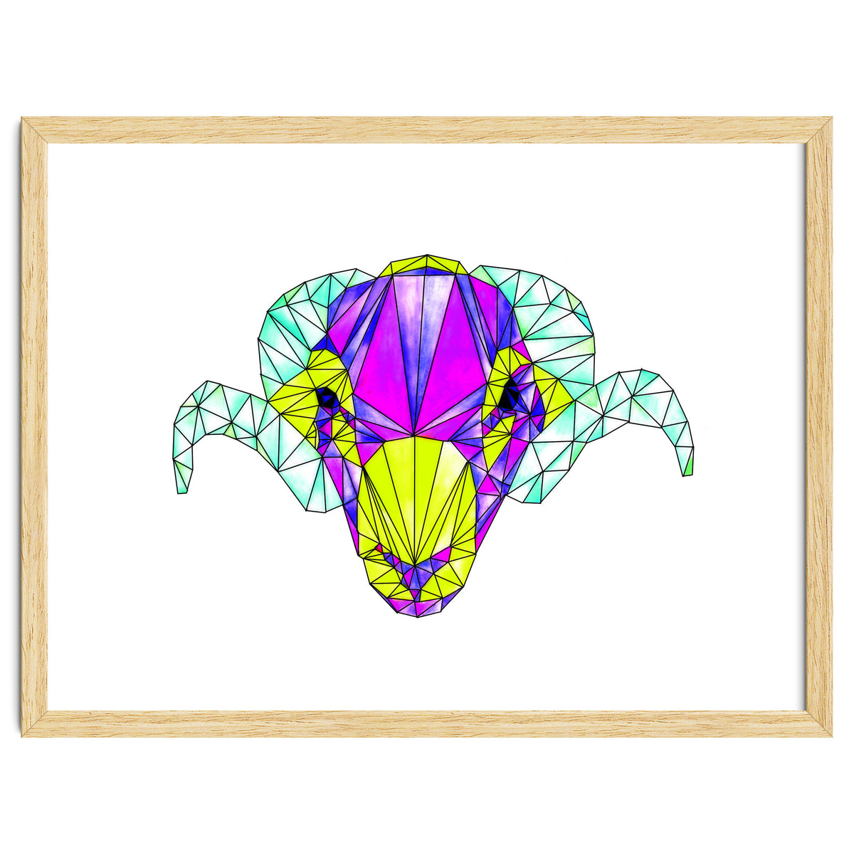 Colourful Geometric Swaledale Sheep Tup with Black Lines