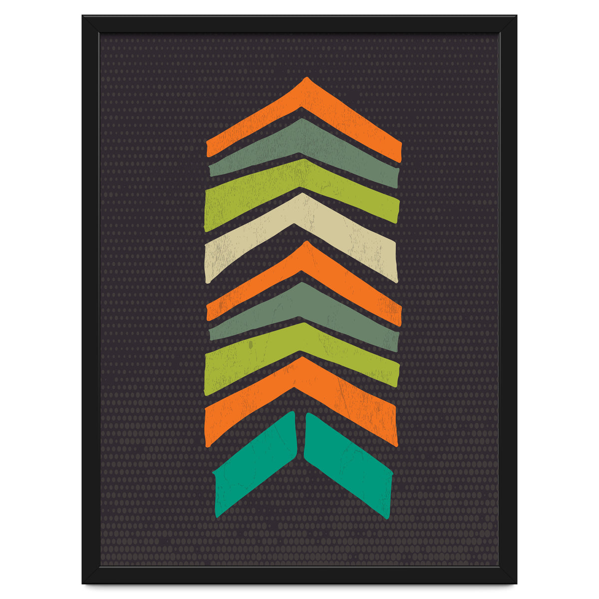 Retro Chevron Print Orange Teal Variation