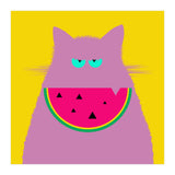 Watermelon Lilac Cat  (Print Only) thumbnail