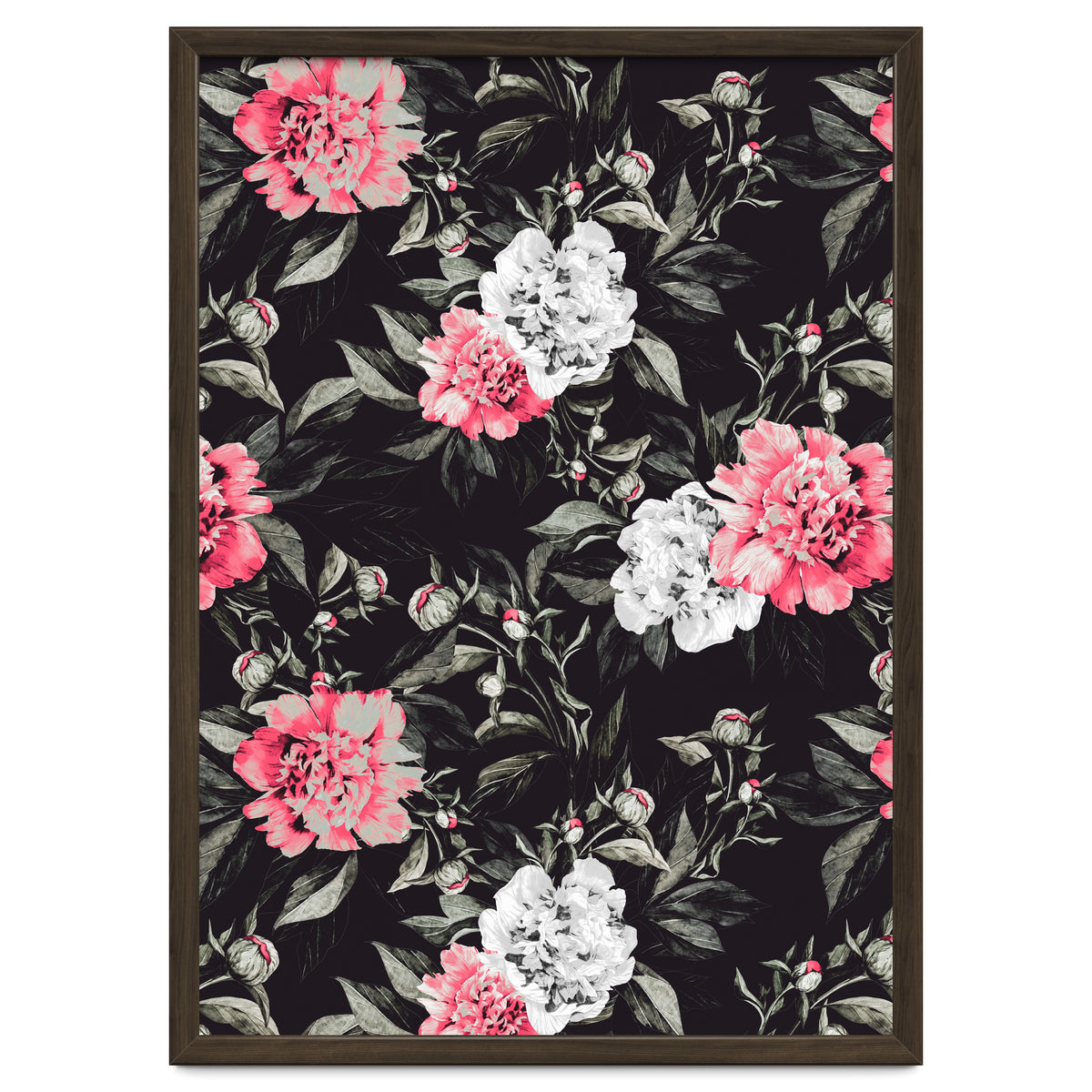 Floral pink - black & white dark