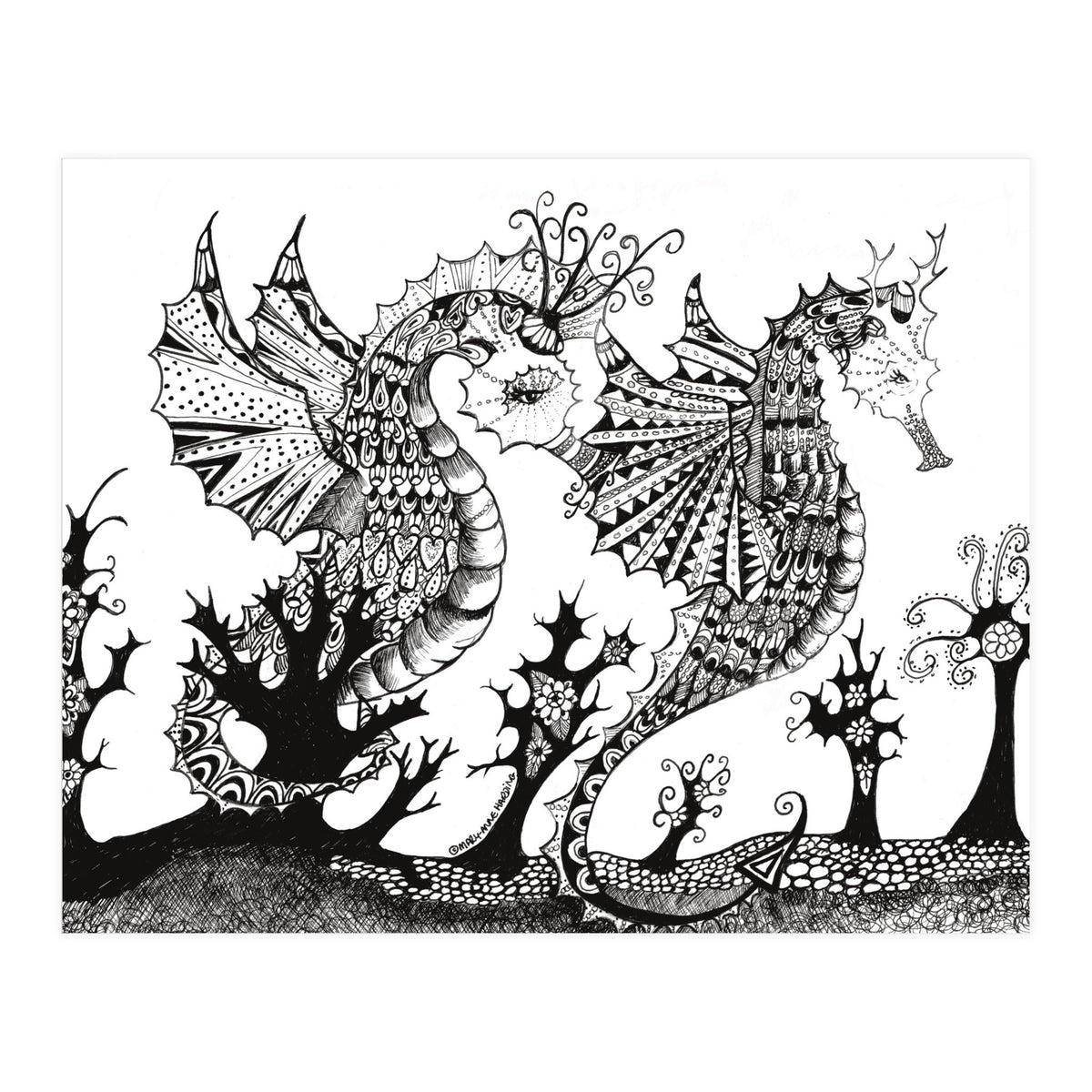 Seahorse Dragons Mystical Home (Print Only)