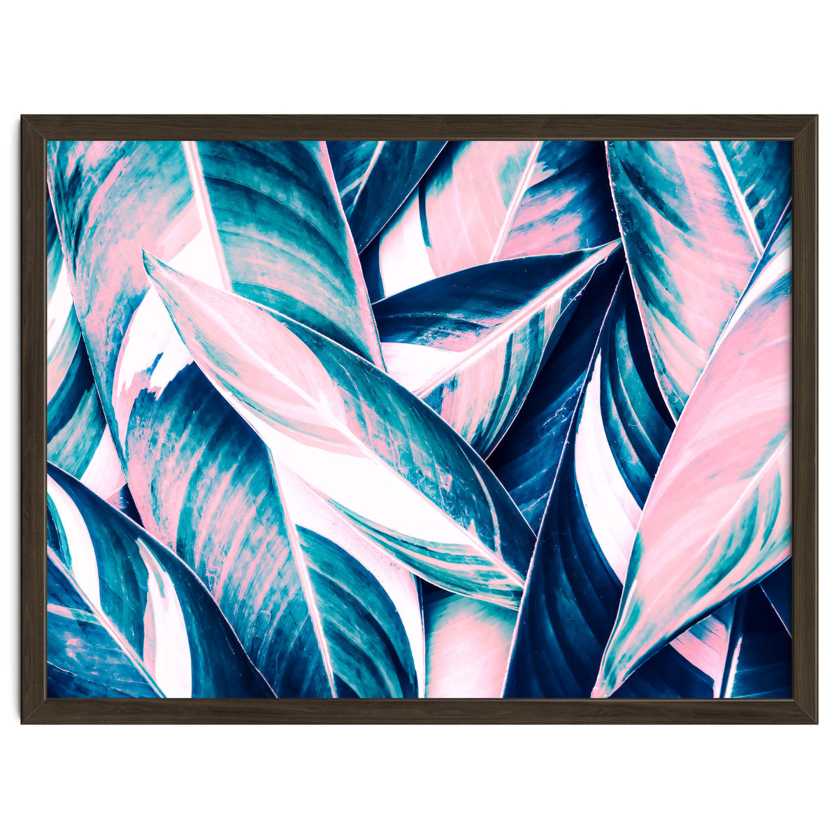 Botanical leaf pink and blue