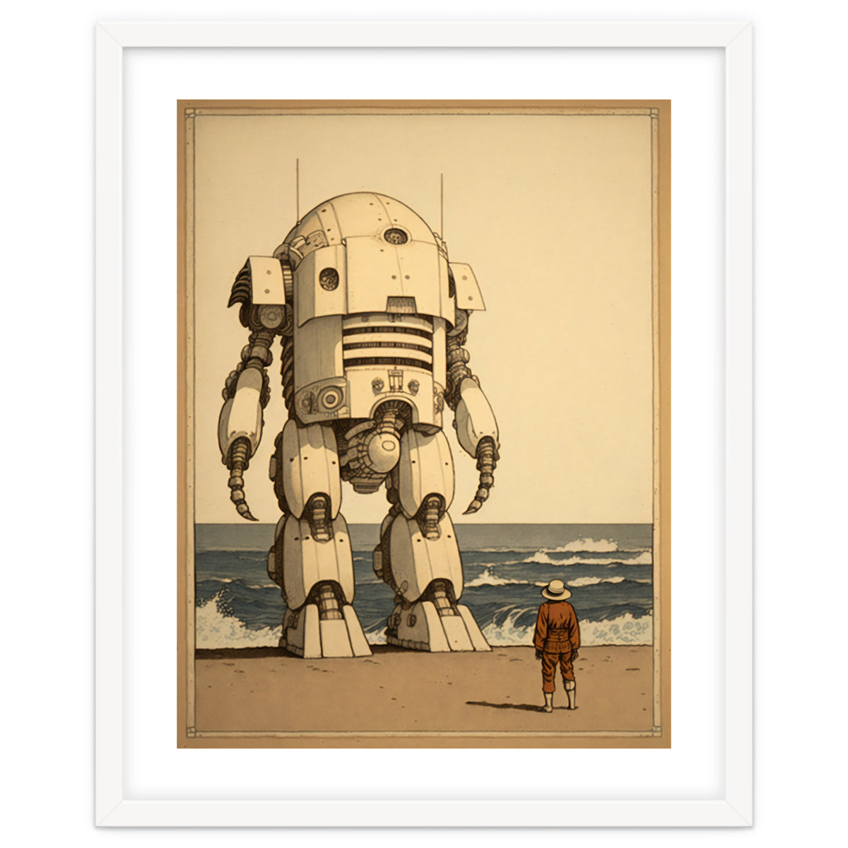 Giant Robot Japanese Woodblock Print