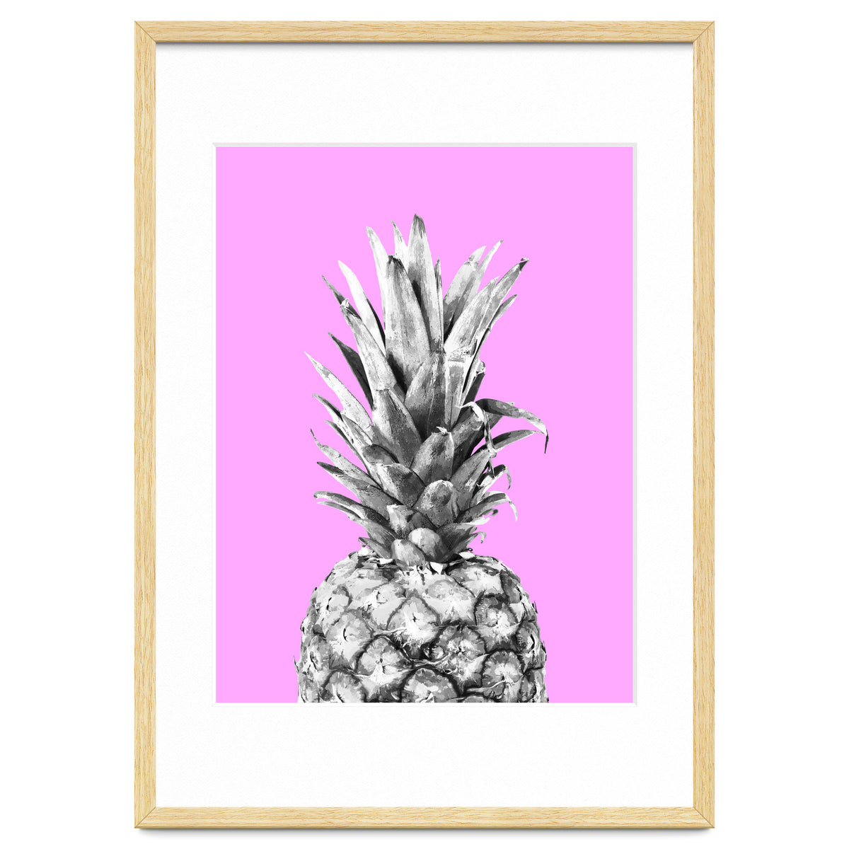 Black and White Pineapple Pink Background