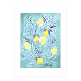 Wild Orange Floral | Lemon & Duck Egg Blue (Print Only) thumbnail