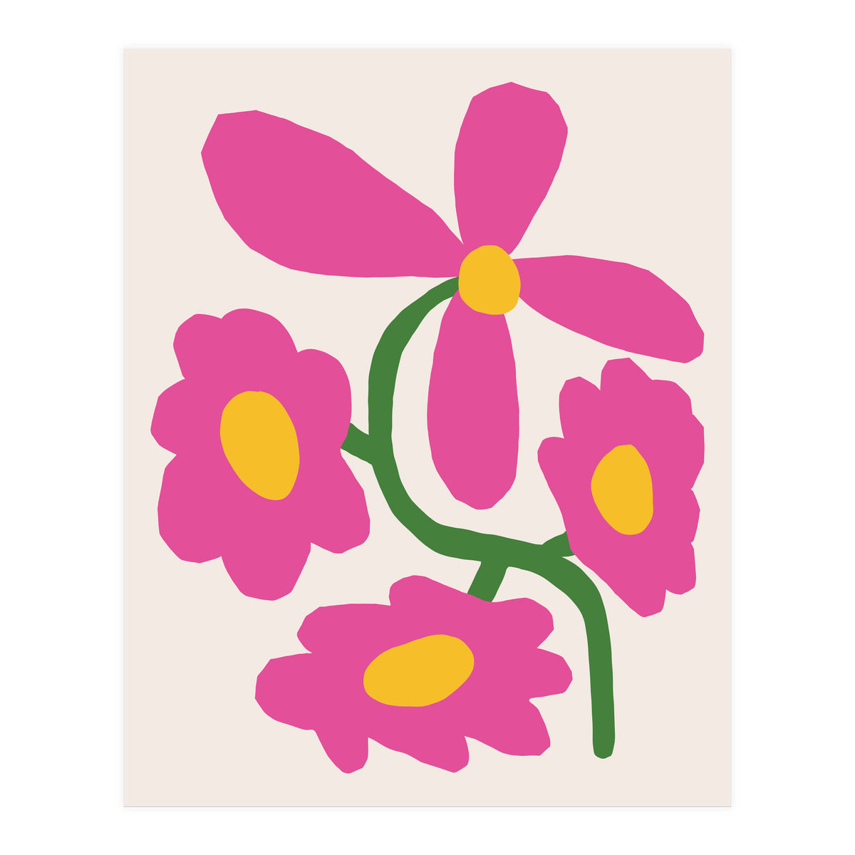 Pink Retro Cut Out Flower (Print Only)