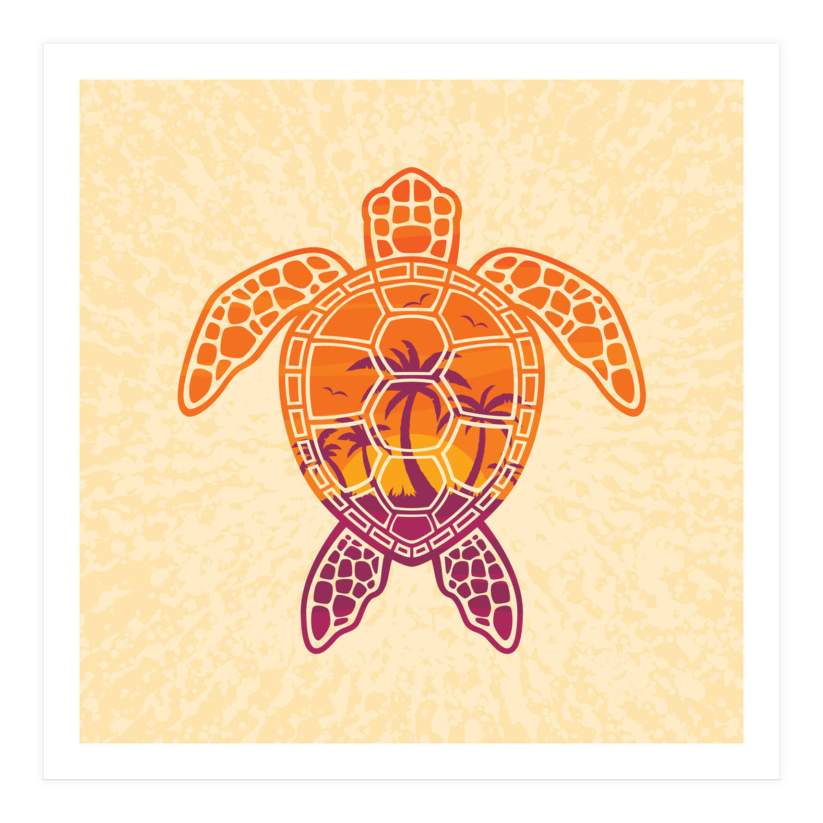 Tropical Sunset Sea Turtle Design (Print Only)