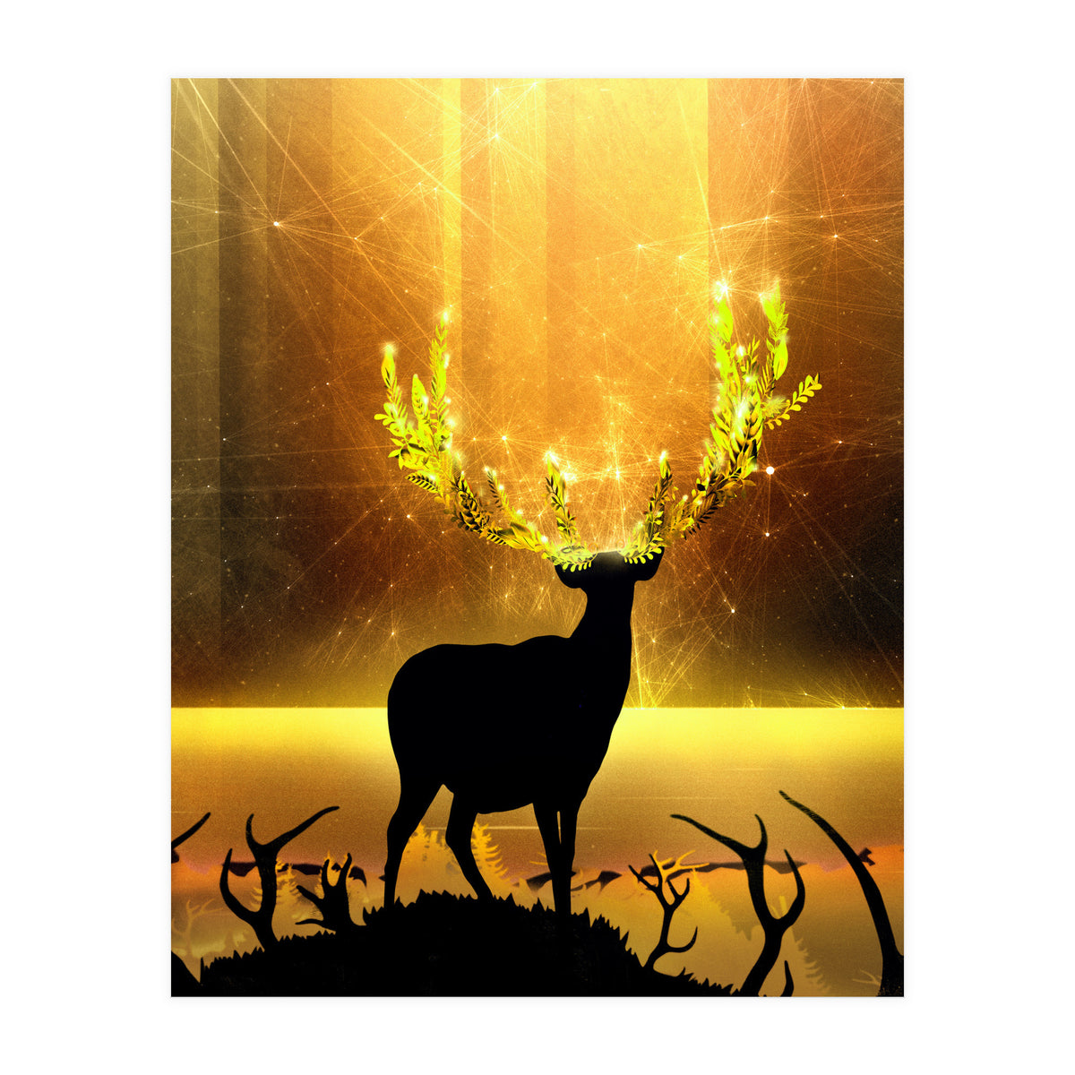Greenery Deer Golden Sun (Print Only)
