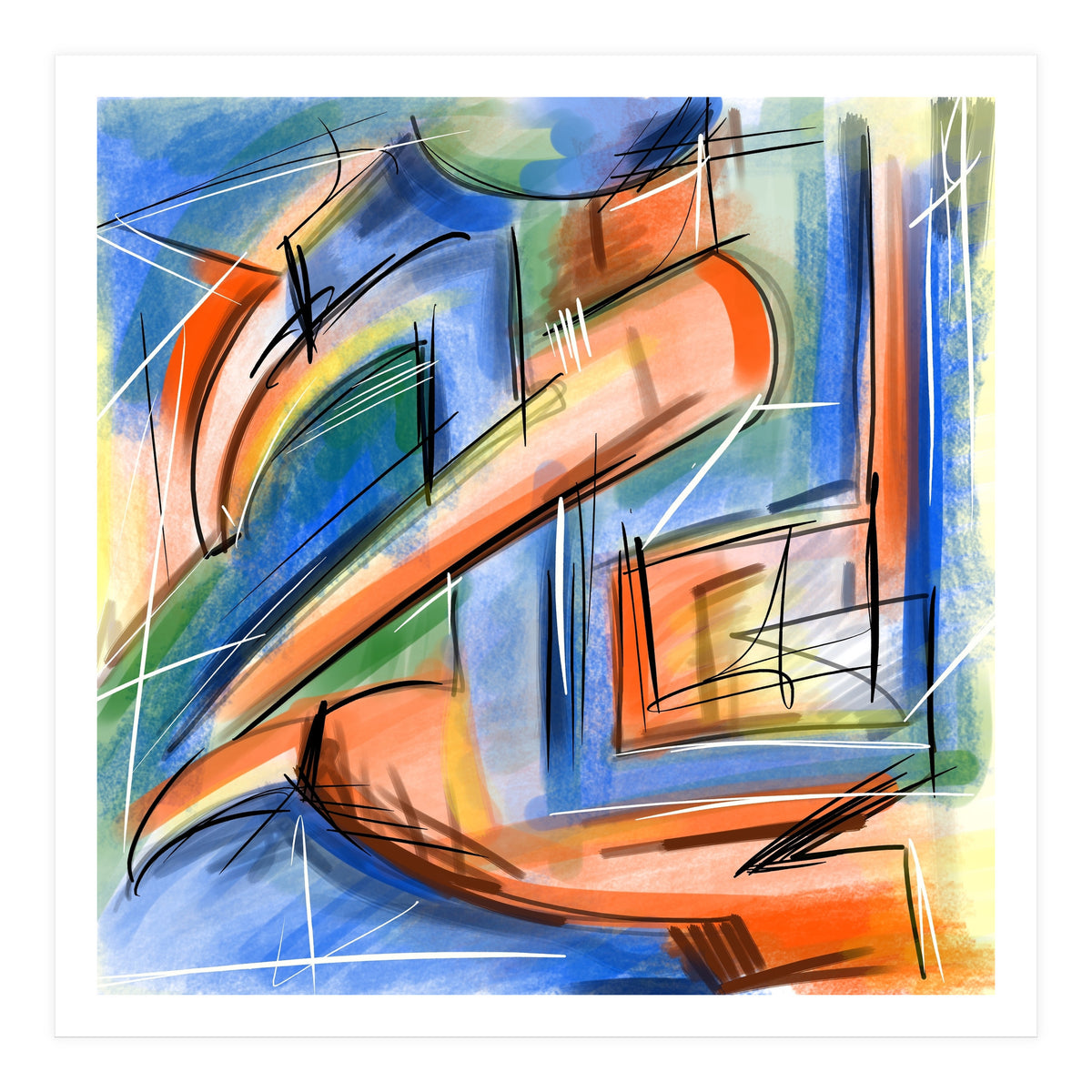 Emersions In Blue And Orange (Print Only)