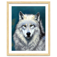 The Wolf, Animal Portrait Painting, Wildlife Forest Jungle Dog, Mystery Eclectic Rustic