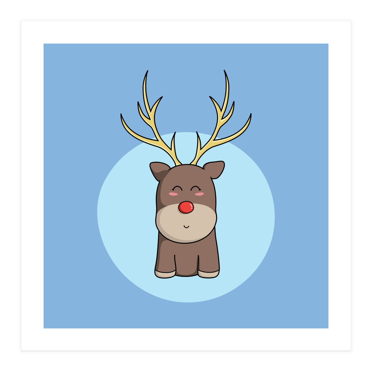 Kawaii Cute Christmas Reindeer (Print Only)