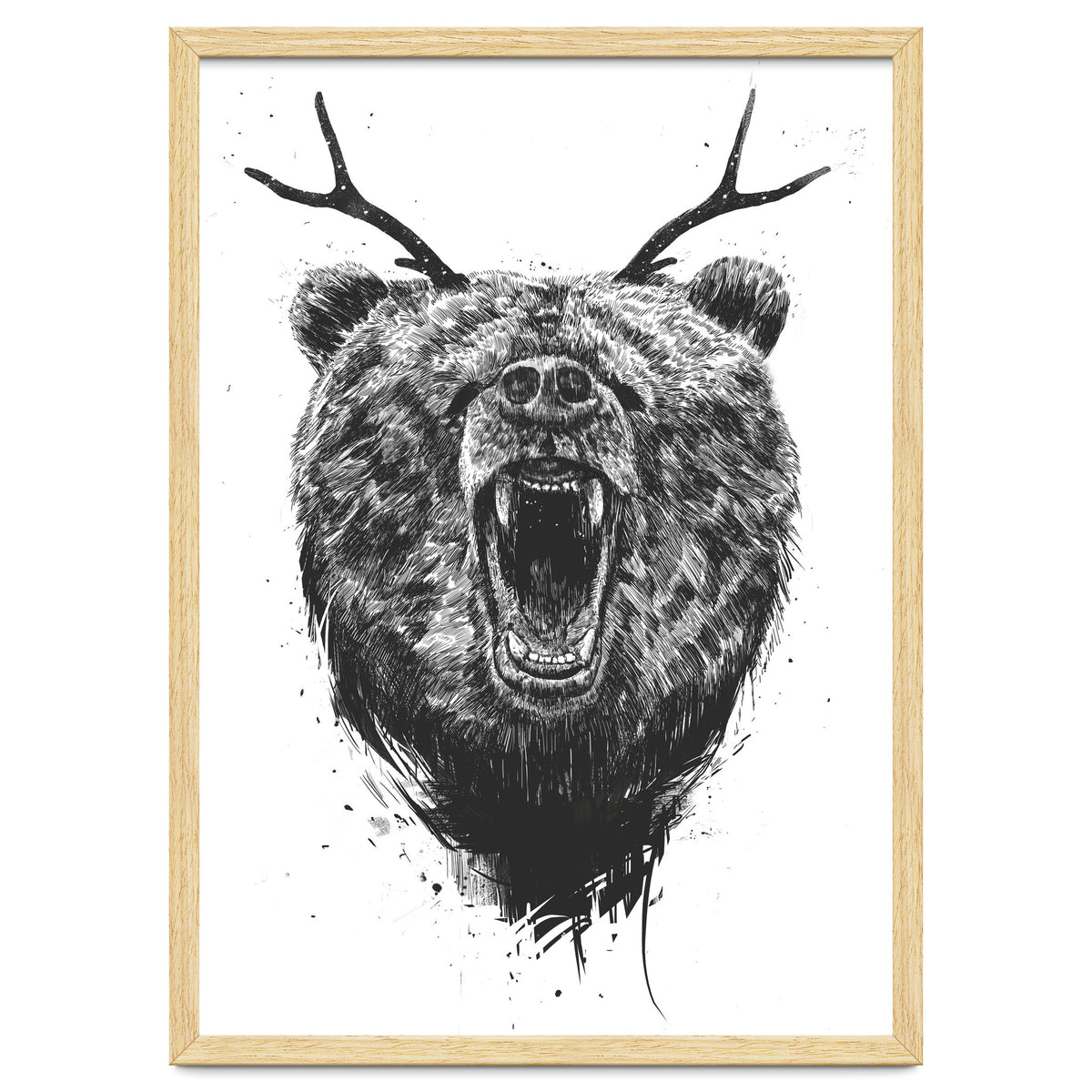 Angry Bear With Antlers