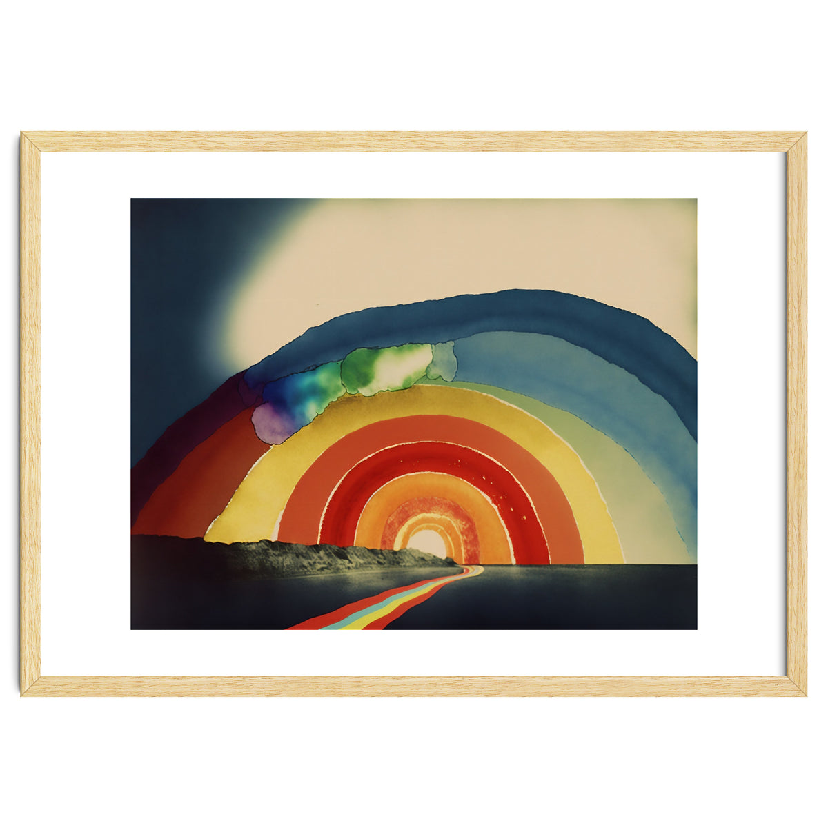 Rainbow Over the Coastline Abstract Painting