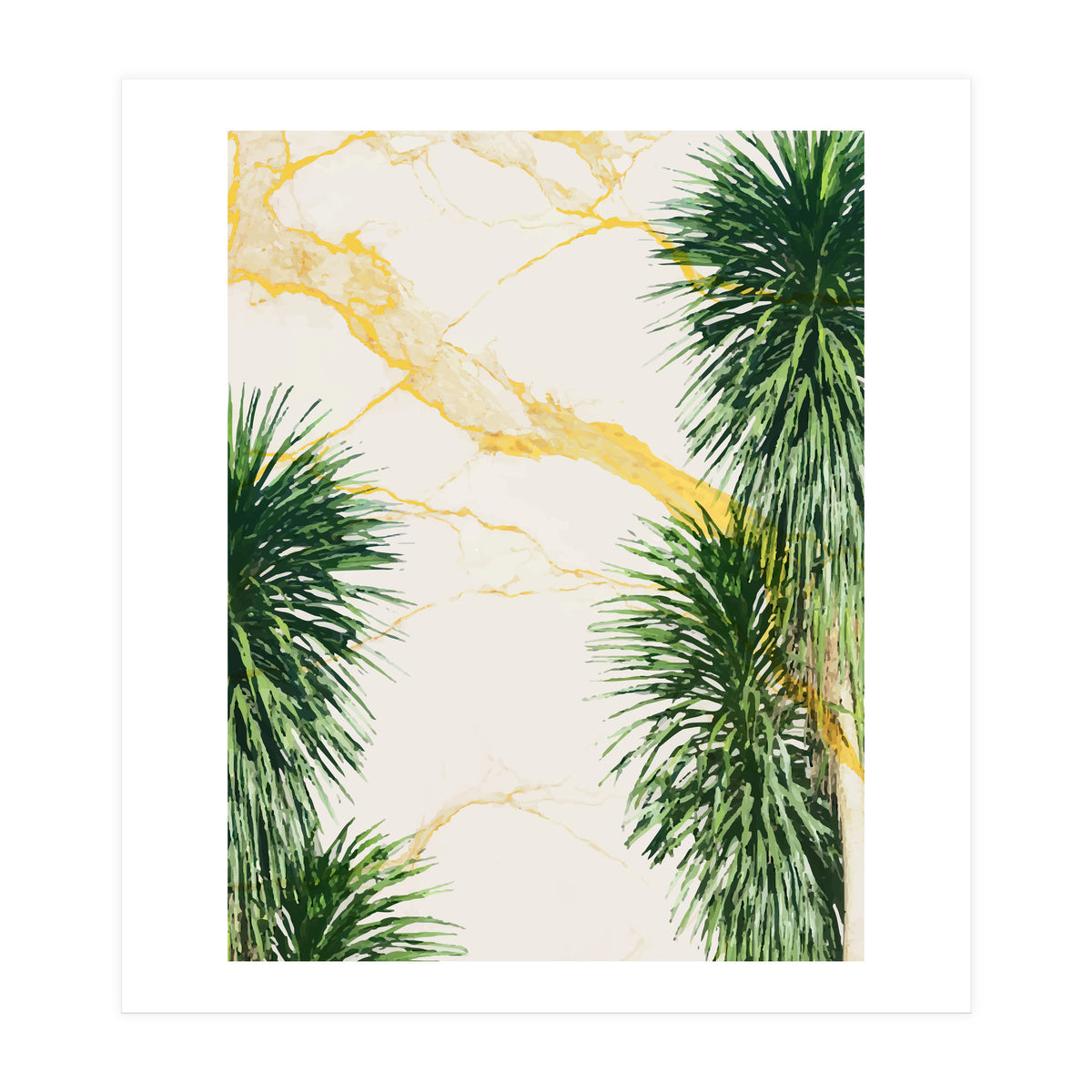 Gold marble texture with palm tree (Print Only)