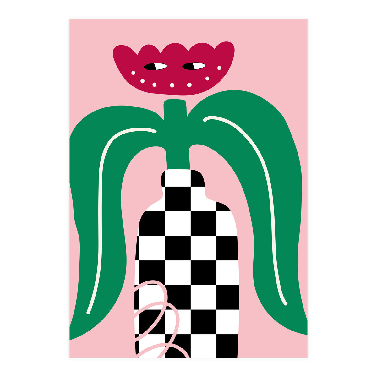 Flower in Checker Vase (Print Only)