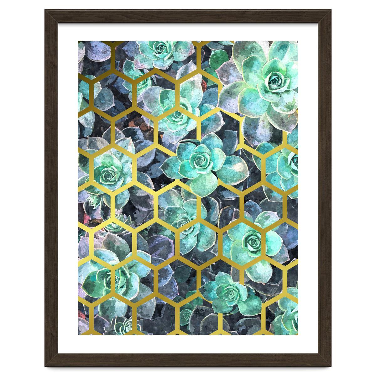 Succulents and Gold Geometric