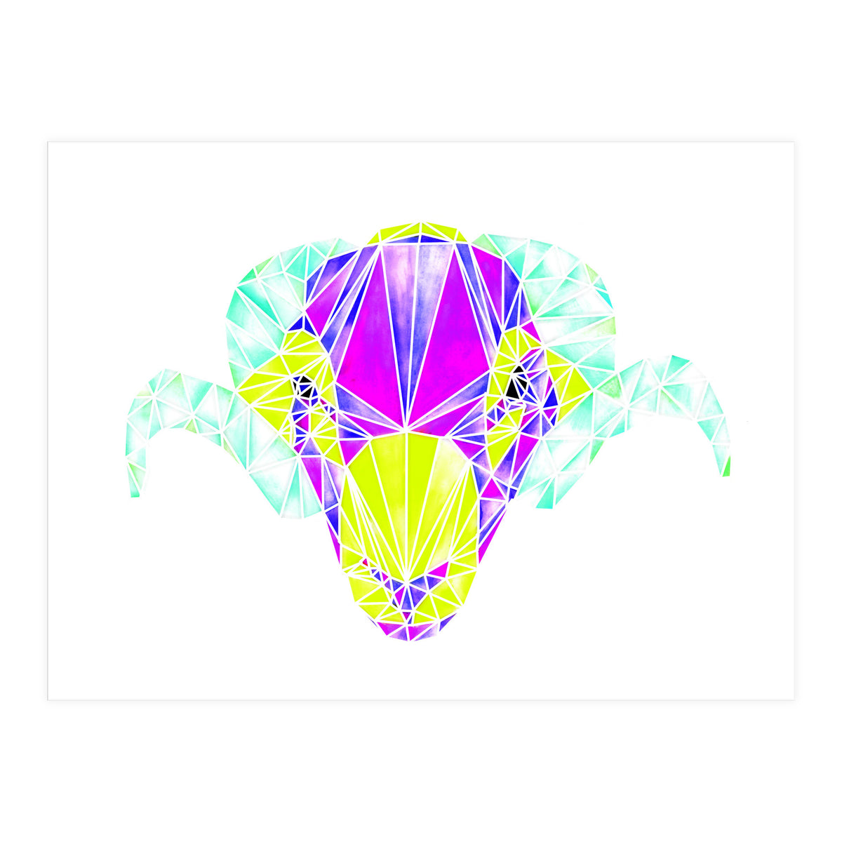 Colourful Geometric Swaledale Sheep Tup with White Lines (Print Only)