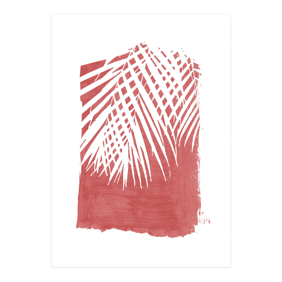 Palm Leaves On Red (Print Only)
