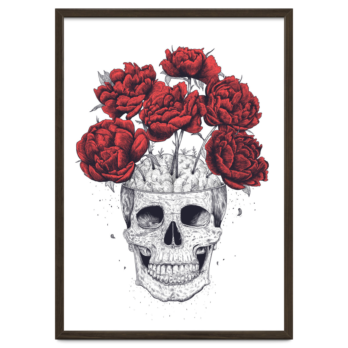 Skull With Peonies