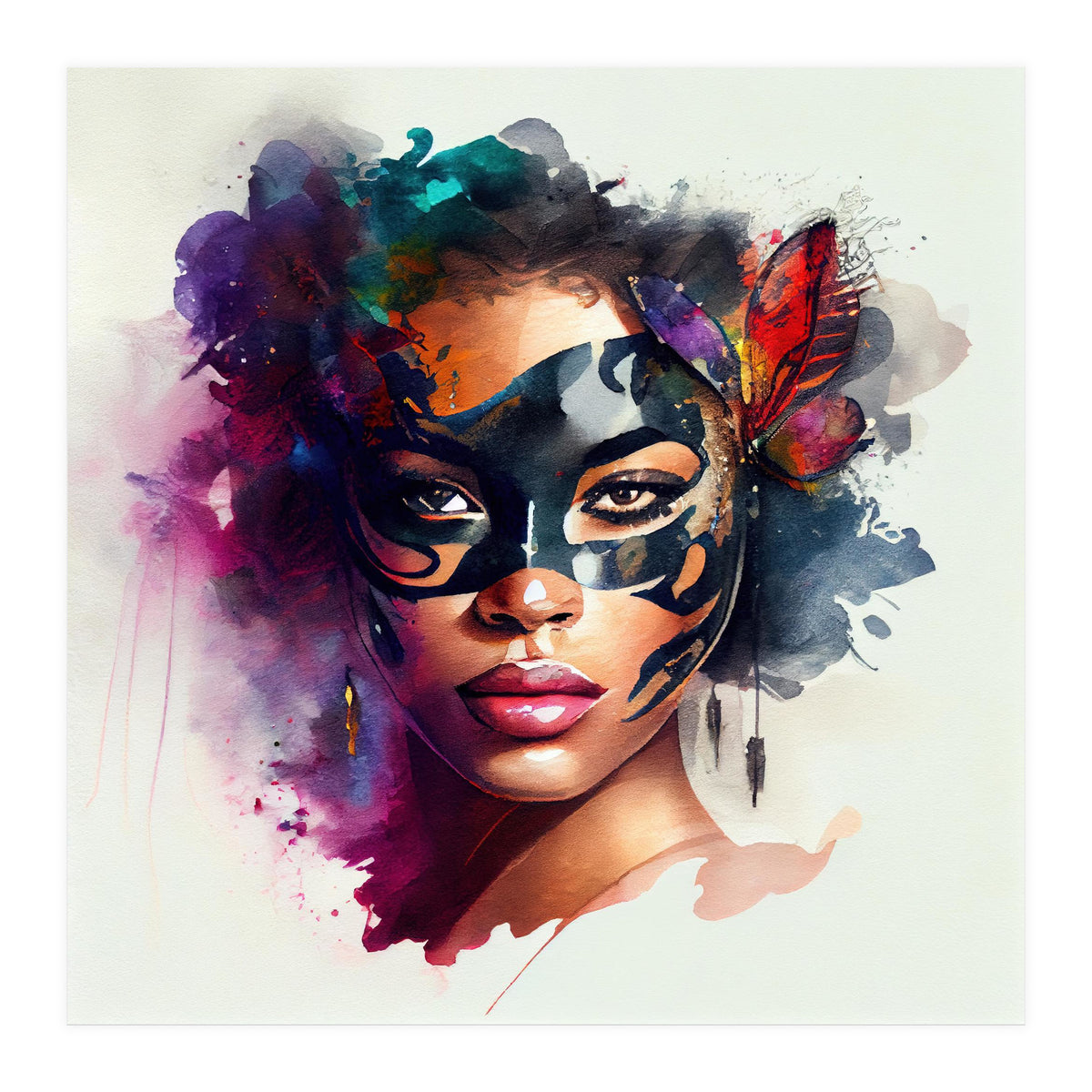 Watercolor Carnival Woman #2 (Print Only)