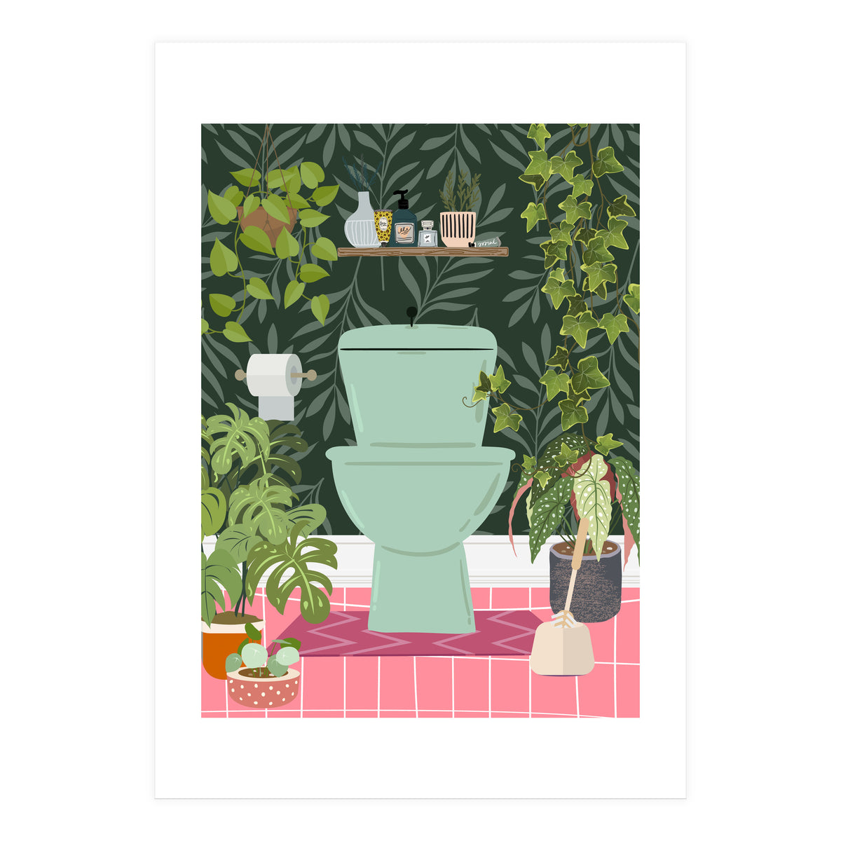 Botanical Loo in Tropical Bathroom (Print Only)