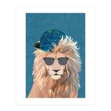 Skater Lion Portrait Blue (Print Only) thumbnail