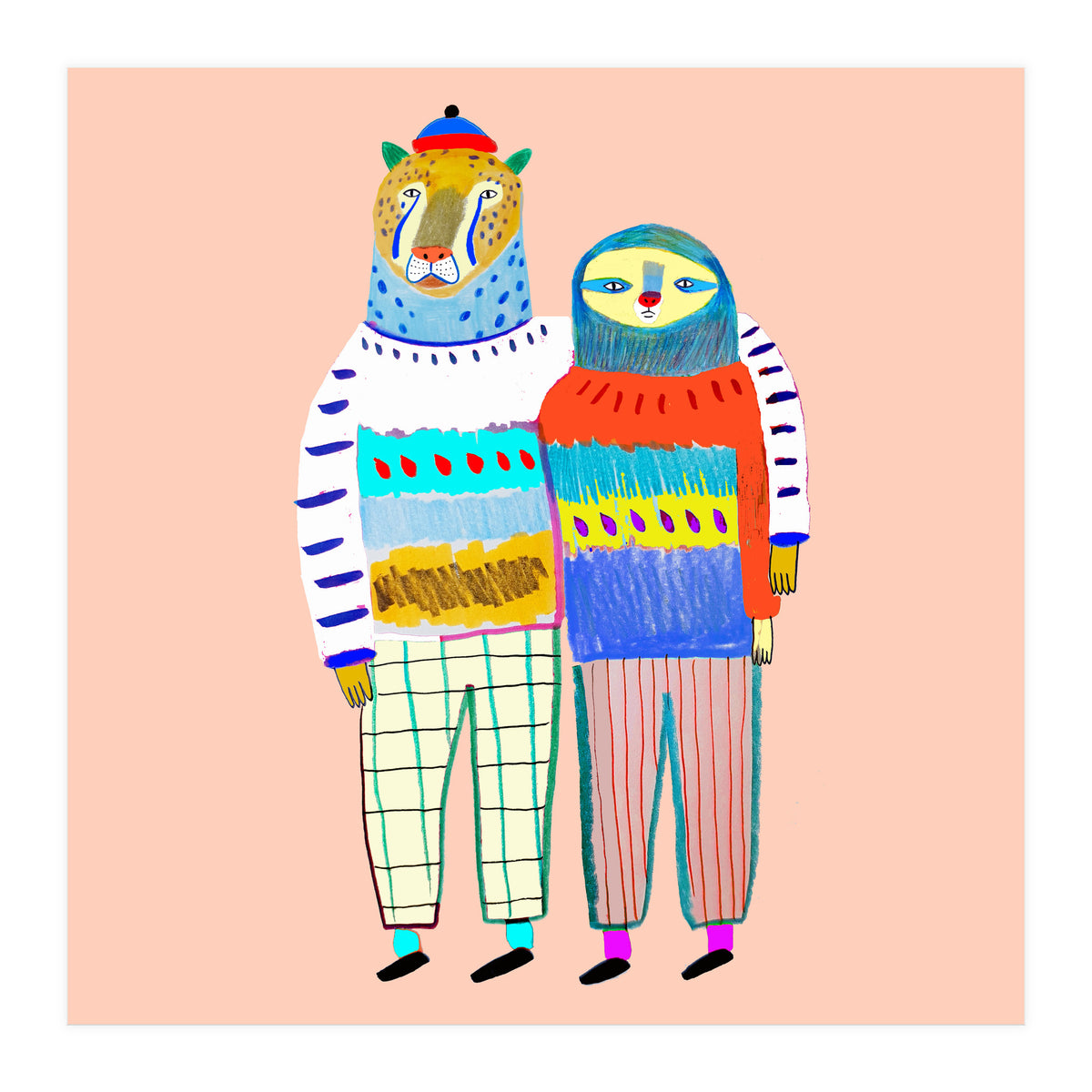 Leopard and Sloth Friends (Print Only)