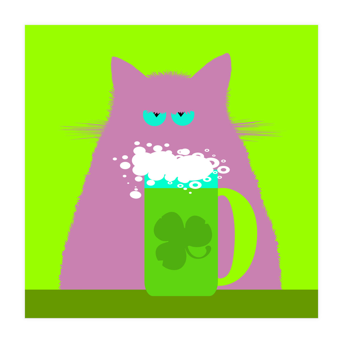 Saint Patrick's Day Lilac Cat  (Print Only)