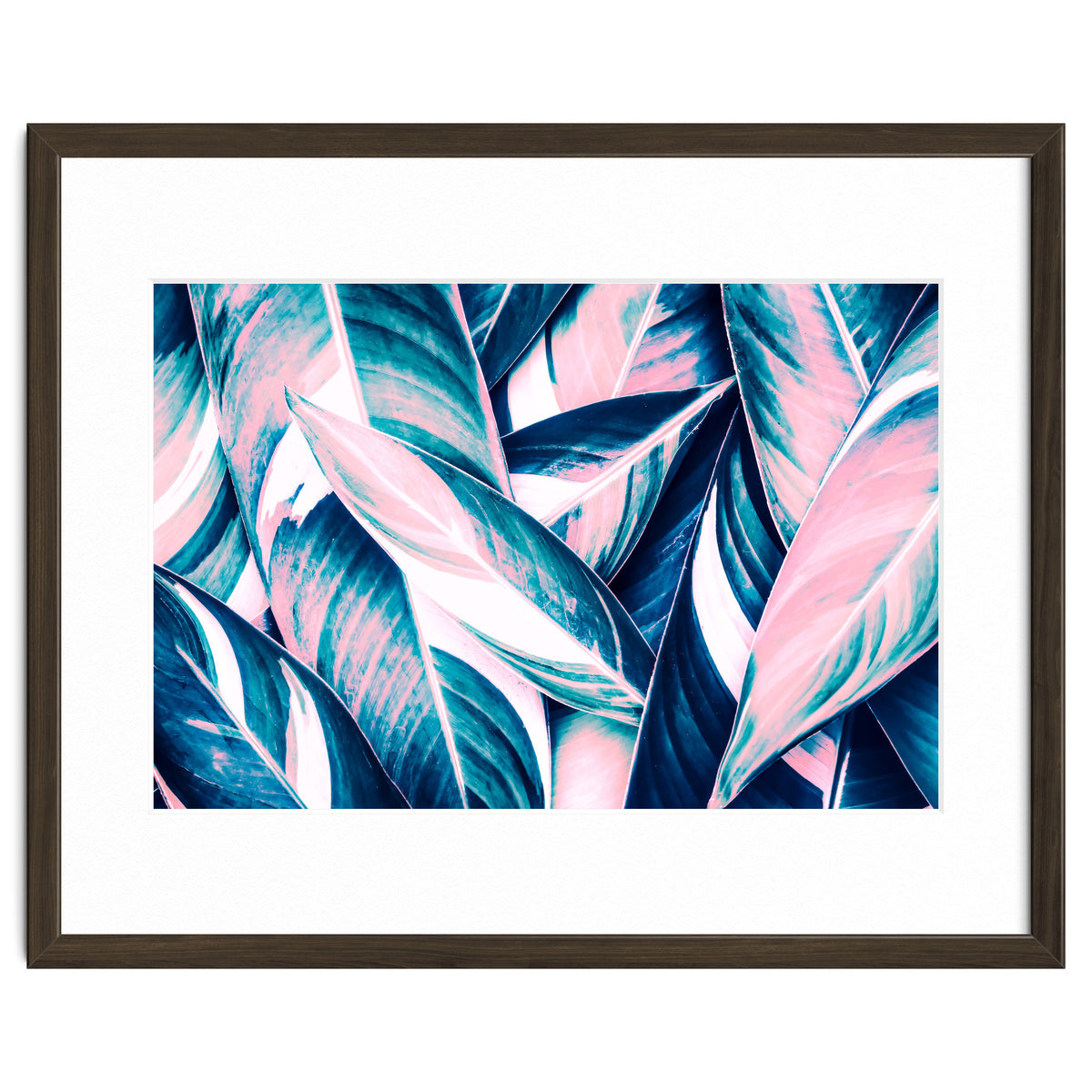 Botanical leaf pink and blue