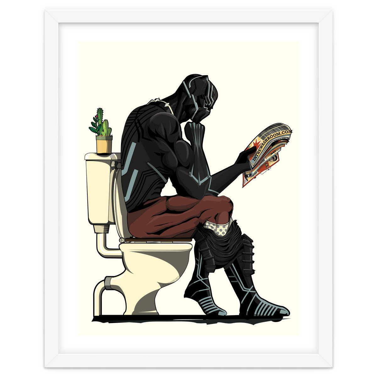 Black Panther on the Toilet, funny bathroom humour