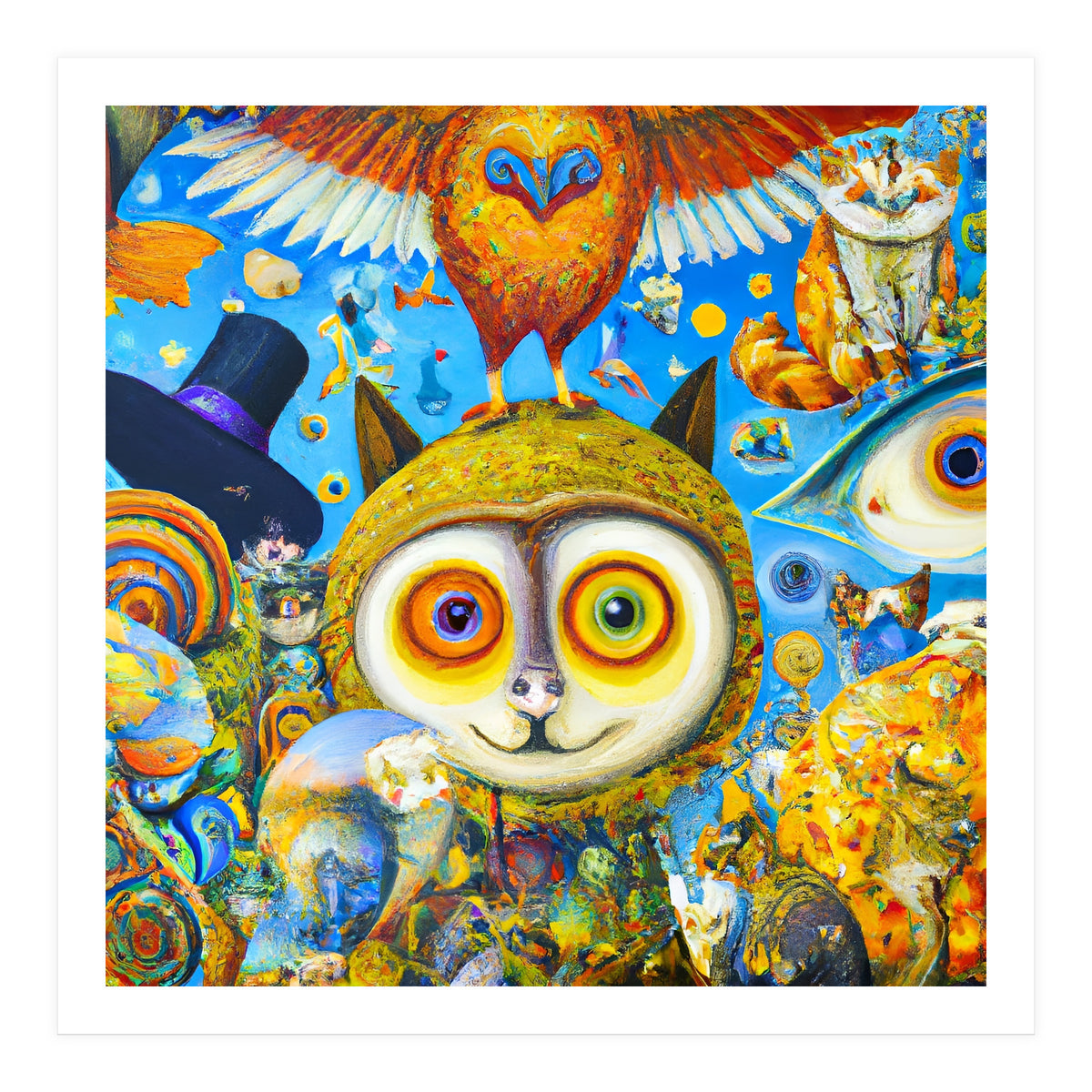 Chaotic and Colorful Fantasy Creatures Art Print (Print Only)