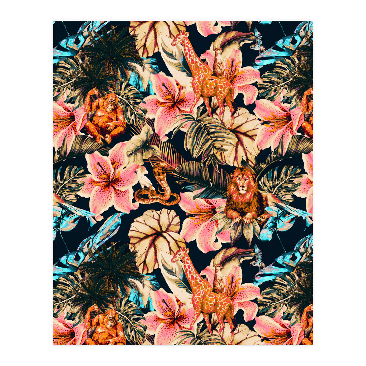 Wild animals in the dark of the jungle 02 (Print Only)