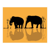 Elephants In The Water (Print Only)