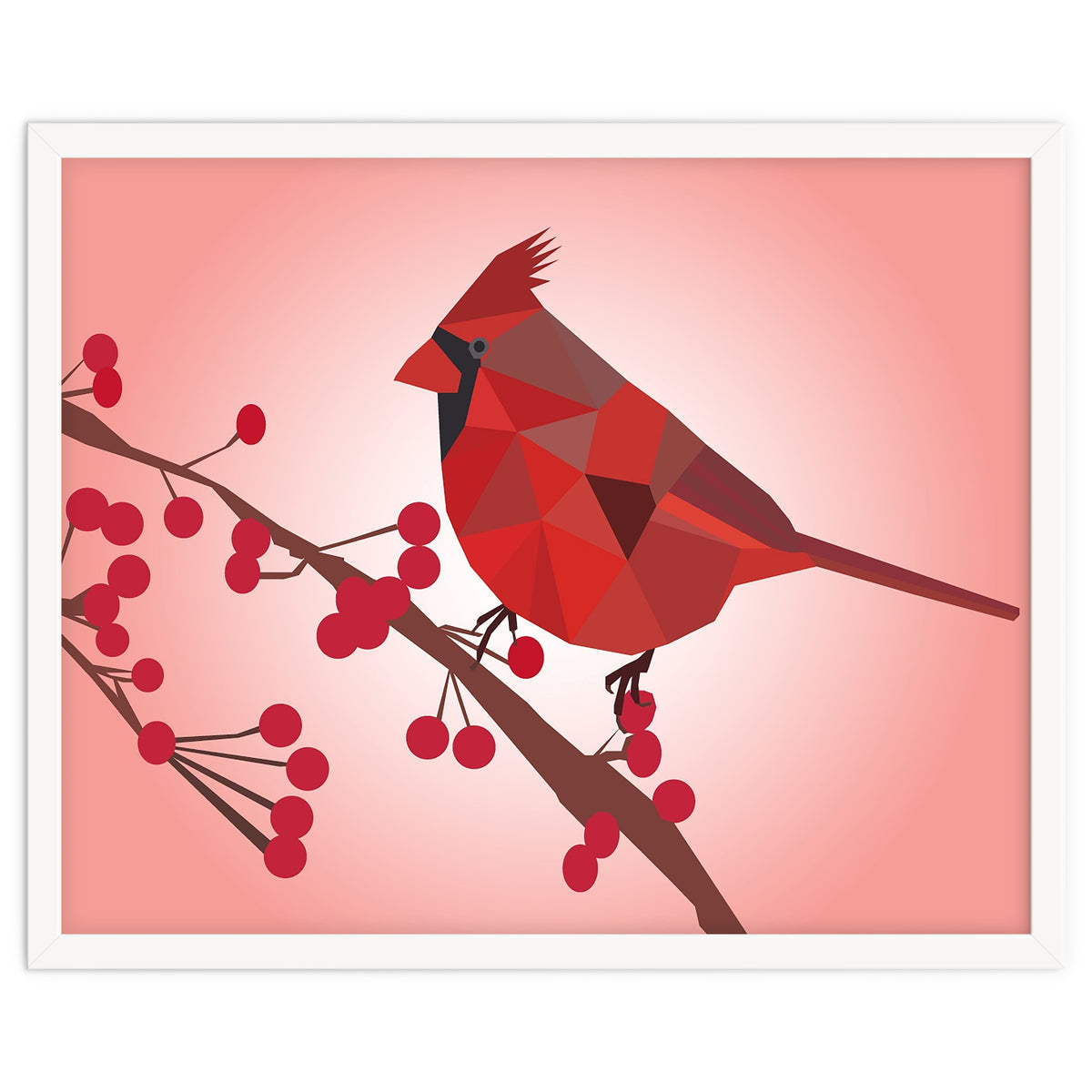 Northern Cardinal Bird Low Poly Art