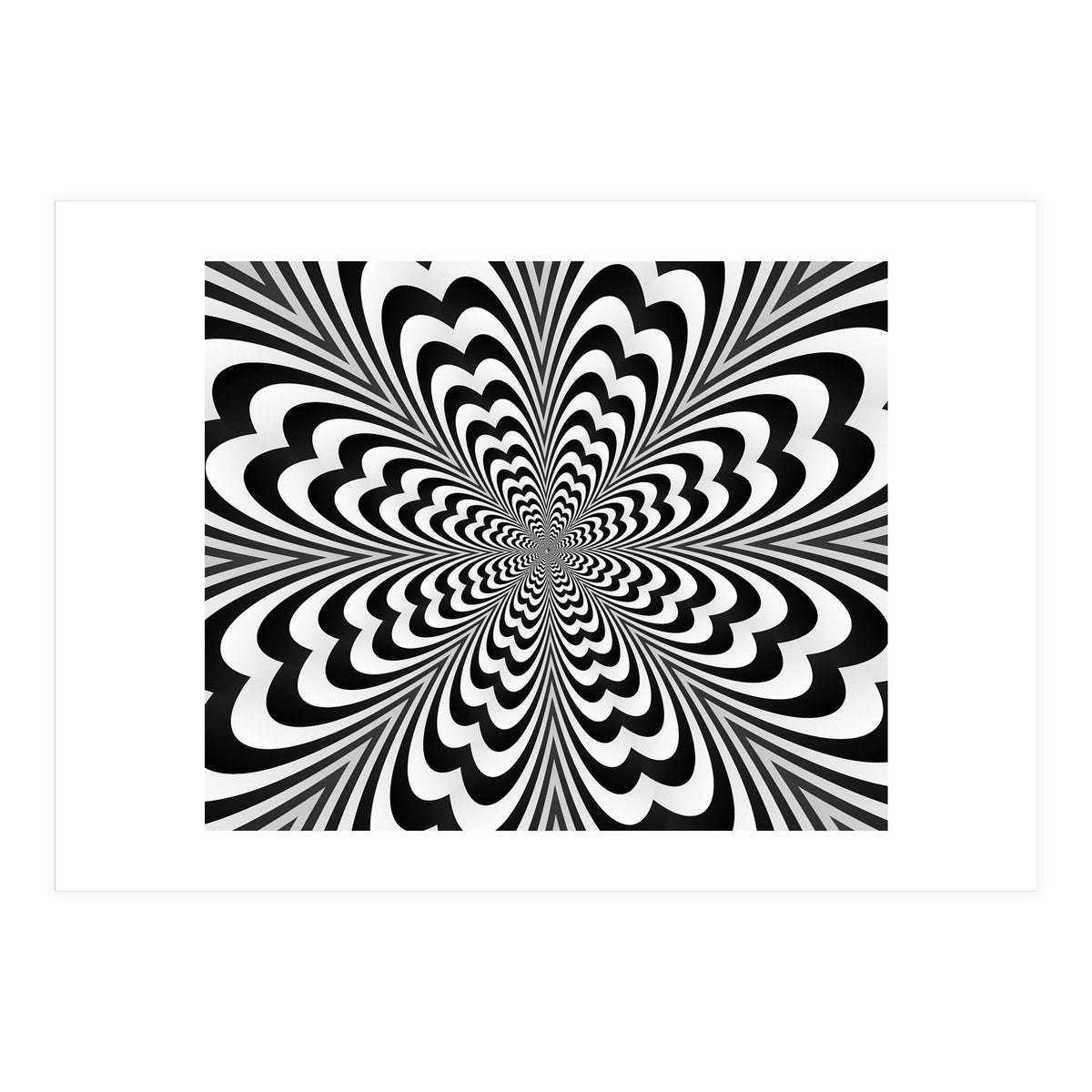 Abstract Spiral Black And White Optical Illusion (Print Only)