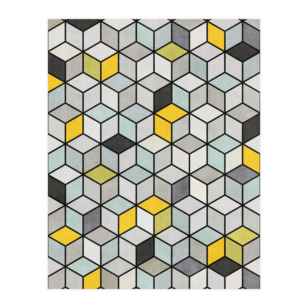 Colorful Concrete Cubes - Yellow, Blue, Grey (Print Only)