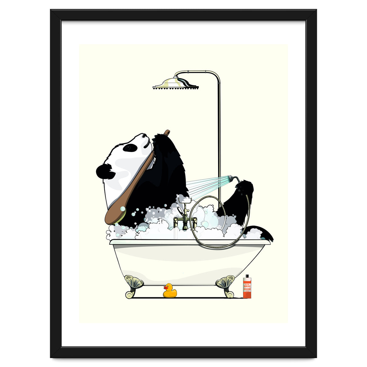 Giant Panda Bear in the Bath, funny bathroom humour