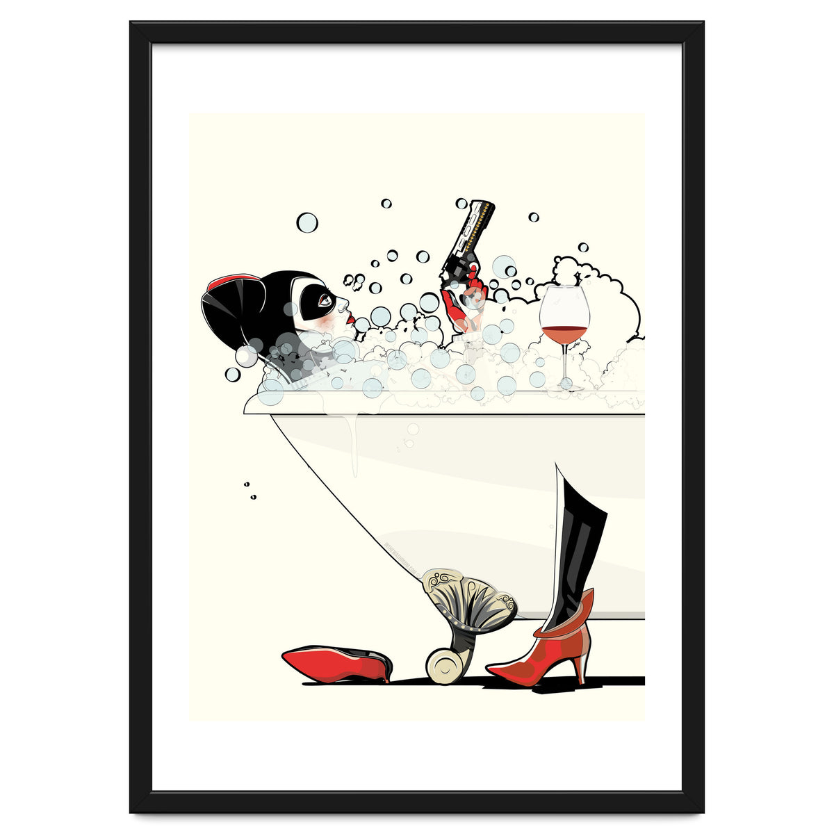 Harley Quinn in the Bath, funny Bathroom Humour